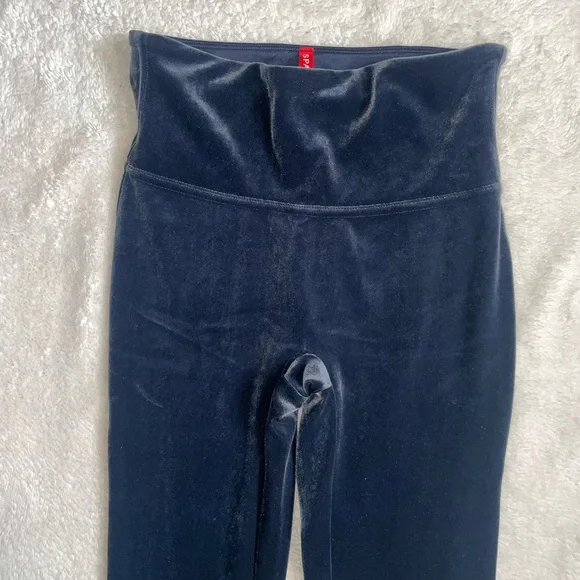 Spanx Nave Blue Velvet Leggings Size Small - Picture 2 of 9